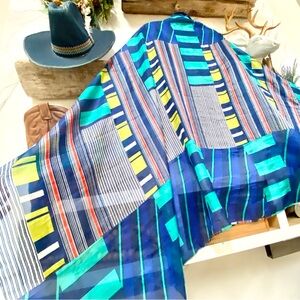 Large SILK scarf/body wrap/shawl w resort vacay beach vibe